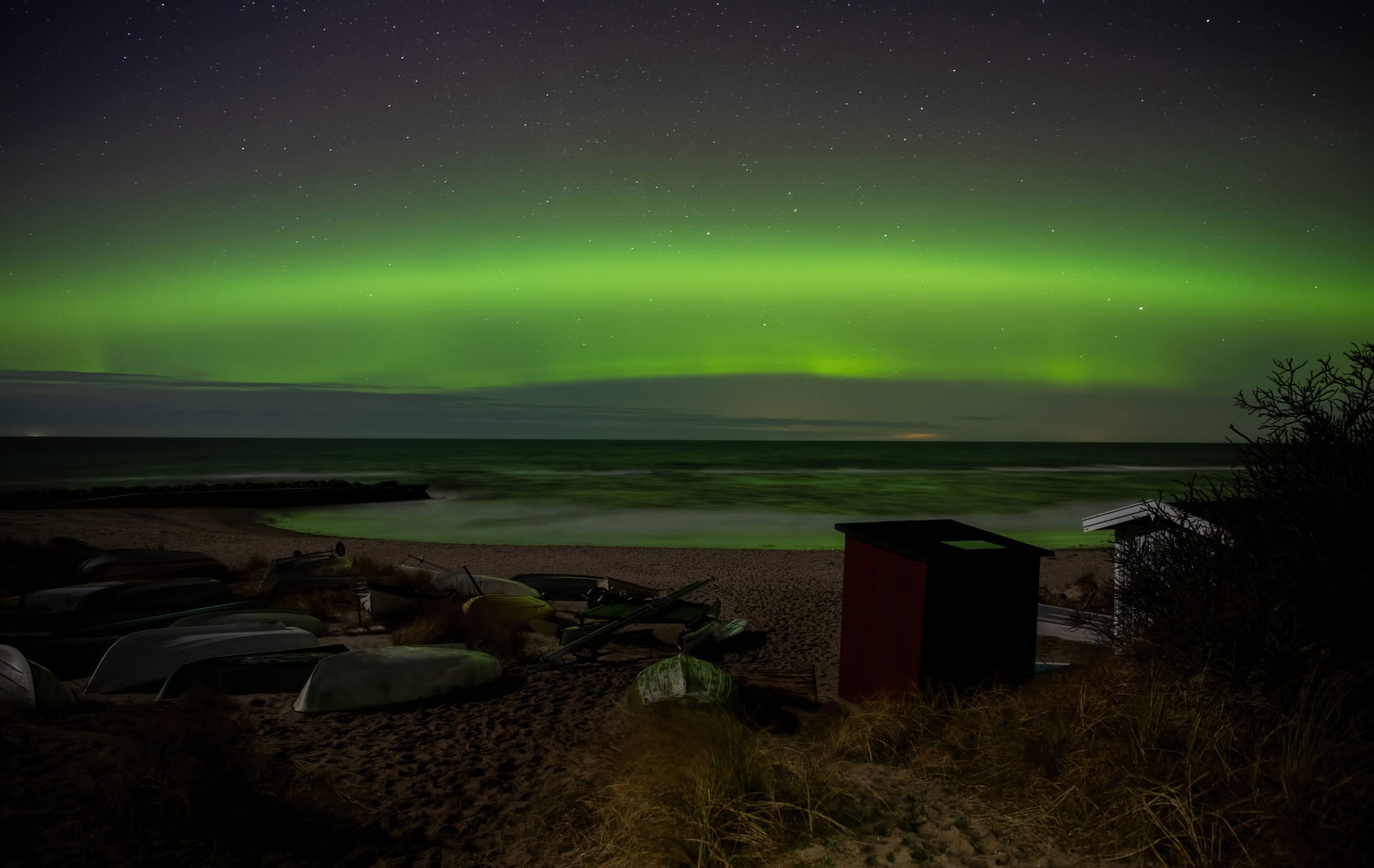 Grønt Nordlys over Tisvildeleje Strand