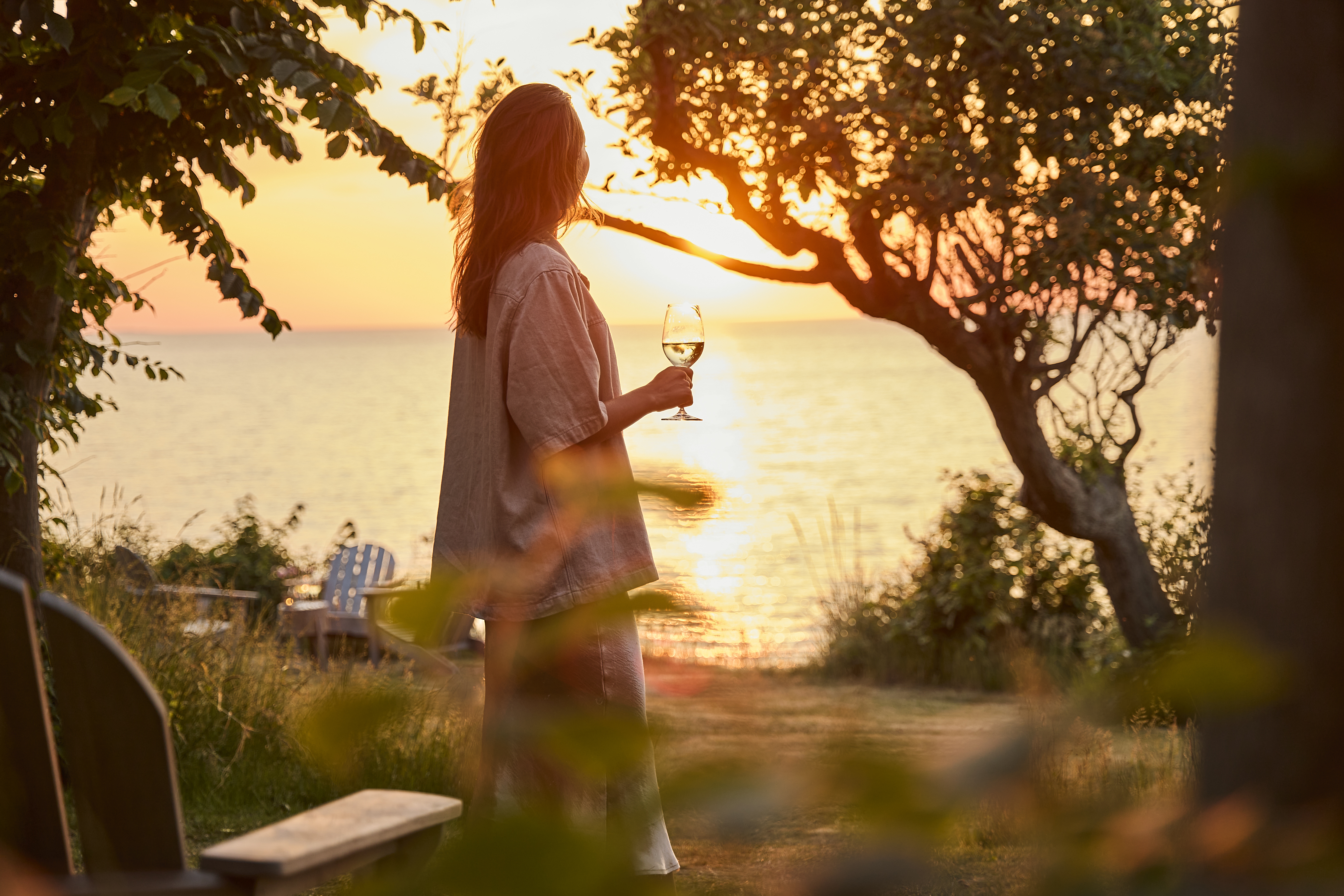 Havudsigt og solnedgang på Helenekilde Badehotel