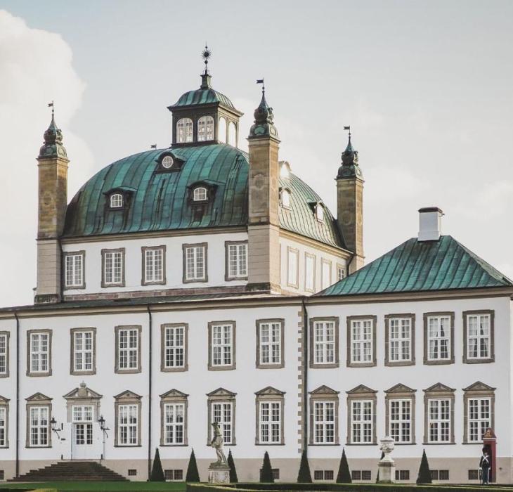 Fredensborg Palace rises towards the sky